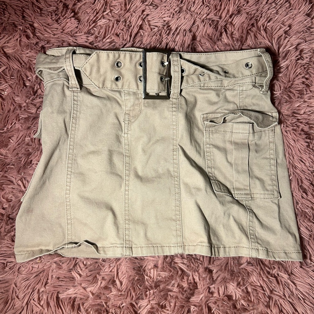 Beige Mini Skirt with Belt